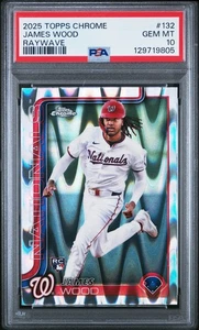 PSA 10 James Wood 2025 Topps Chrome Raywave Refractor Rookie RC GEM MINT - Bild 1 von 2