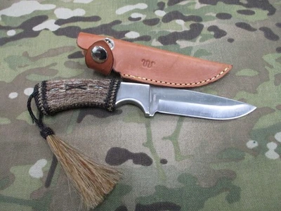CUCHILLO WINCHESTER HOJA FIJA con FUNDA DE CUERO Y MANGO DE PELO DE CABALLO Foto 1 de 4