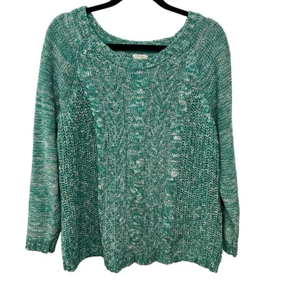 Suéter Sonoma Life + Style Kelly Verde Grueso Tejido con Cable Talla 0X Foto 1 de 4