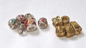 STERLING SILBER 925 Vermeil Gold Overlay EMAILLE CHARMS 27g Perlen Schmuck Konvolut - Bild 1 von 8