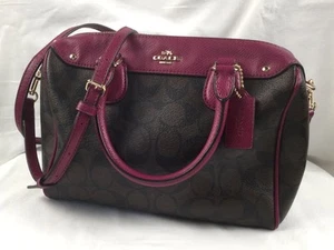 Coach Mini Bennet Satchel Top Handle Purse Coach Signature Monogram Pink - Picture 1 of 12