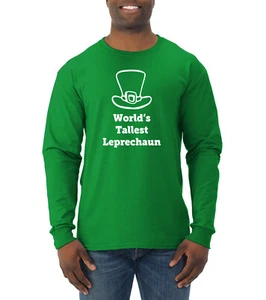Camisa de manga larga irlandesa más alta del mundo duende divertida del día de San Patricio para hombre - Imagen 1 de 3