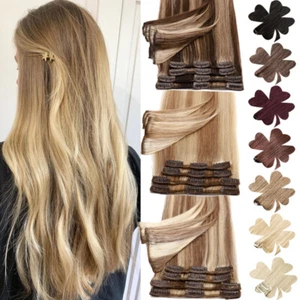 "Extensiones de cabello humano con clip Remy cabeza completa 8 piezas 18 clips 14"" 16"" 18"" 20" - Imagen 1 de 38