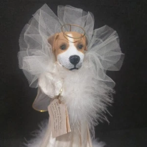 Vintage Jack Russell Angelo Cane Albero di Natale Topper Due Sorelle e Compagnia - Foto 1 di 16