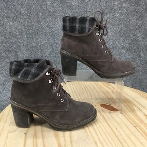 White Mountain Boots Womens 7.5M JayJay Ankle Booties Gray Leather Block Lace Up - Picture 1 of 16