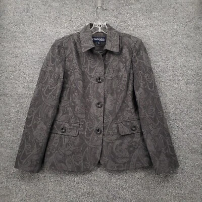 Blazer feminino Chadwicks of Boston 8 cinza mistura de lã paisley botão frontal jaqueta - Imagem 1 de 4