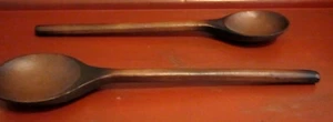 Serving Spoons Kitchen LG Pair 13L x 3W Tools Collectible Treenware Rustic Resin - Picture 1 of 3