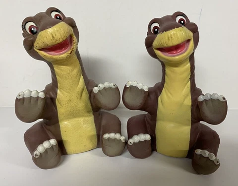 2 Land Before Time Littlefoot Dinosaur 6" Pizza Hut Puppet Promo Toy 1988 Vtg Cover