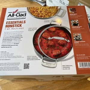All Clad Essentials Nonstick 7-Qt Covered Multi-Pot w/Insert & Lifetime Warranty - Picture 1 of 9