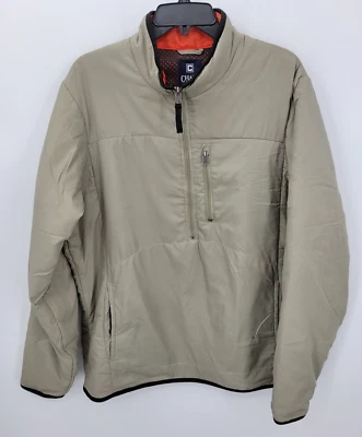 Chaps Ralph Lauren Jacket Mens Medium Khaki Half Zip Quilted Pocket Pullover - Image 1 of 4