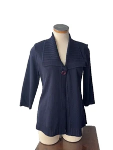 Misook Navy Blue Cardigan Sweater Size S 4-6 - Picture 1 of 10