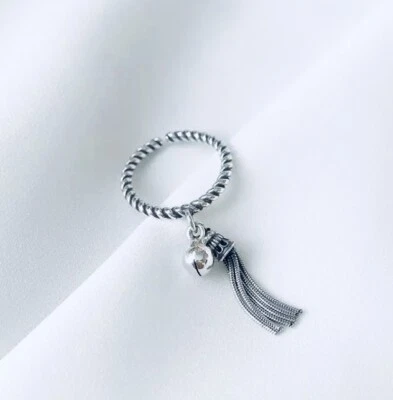925 Sterling Silver Ring, Tassel Ring, Thumb Ring, Charm Ring, Dangle Ring, Boho - Image 1 of 4