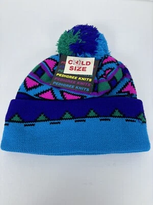 NUEVO CON ETIQUETAS De colección 1990’s Teal Child Gorro Acrílico Gorra EE. UU. Pedigree Tejido Alto Granel Foto 1 de 4