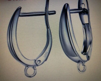 2 Sterling Silver earring findings hooks Leverback  - Image 1 of 4