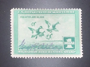 🏴☠️ Scott #RW4. U.S. Duck Hunting Permit Federal. Signed - Picture 1 of 2