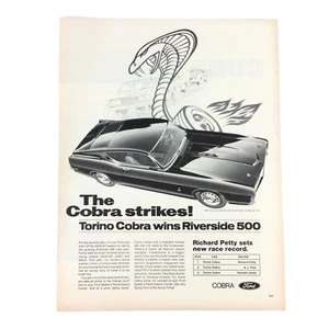 FORD Torino Cobra 1969 VTG PRINT AD Richard Petty Record Riverside 500 NASCAR - Picture 1 of 1