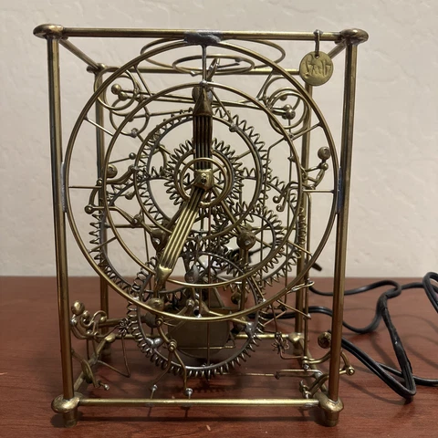 Vintage Kinetico Studios Gordon Bradt 6 Man Animated Motion Clock Gold Tone Cover