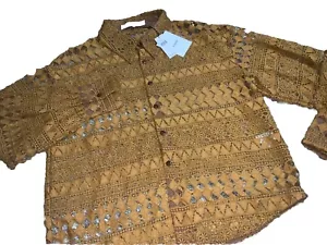 La Maise Studio Anthropologie Kimaya Buttondown Top Womens XL Honey Button NEW - Picture 1 of 20