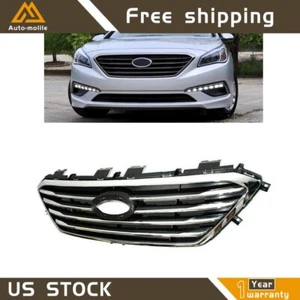 Para Hyundai Sonata 2015/2016/2017 parrilla superior negra cromada - Imagen 1 de 8
