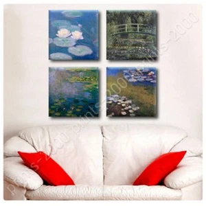Nenúfares de Claude Monet | Póster o calcomanía adhesiva de pared | Juego de 4 arte de pared - Imagen 1 de 18