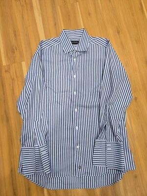 Camisa de vestir David Donahue para hombre 18 32/33 rayas manga larga abotonada usada en excelente estado Foto 1 de 4