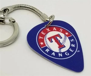 Texas Rangers Logo Seal Blue Guitar Pick Key Chain - Picture 1 of 2
