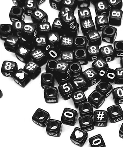 Cubo de 6 mm negro números mixtos cuentas acrílicas para manualidades de abalorios hágalo usted mismo - Imagen 1 de 4