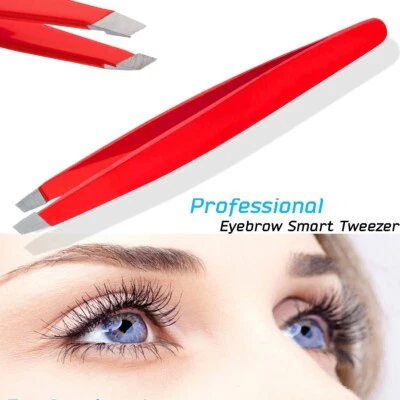 ATOZ SCISSORS Professional Red Eyebrow Tweezers Hair Beauty Slanted Stainless Steel Tweezer