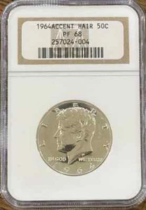 1964 Silver Proof Accented Hair Kennedy Half Dollar NGC PF68 - Picture 1 of 2