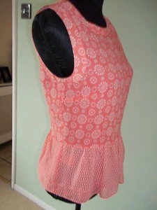 OCASIÓN LAURA ASHLEY... BONITO ESTAMPADO FLORAL NARANJA PÁLIDO TALLA SUPERIOR REINO UNIDO 10 EX CON - Imagen 1 de 7