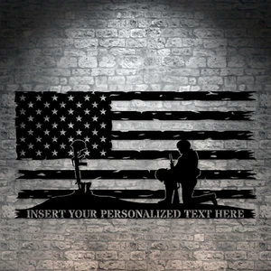 Personalized Battlefield Cross Remembrance Metal Sign. Memorial Army Sign Gift - Picture 1 of 7