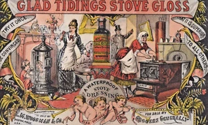 1880 Glad Tidings Stove Gloss Antique Trade Card A7A - Picture 1 of 4