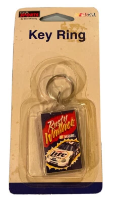 RUSTY WALLACE MILLER LITE BEER Keychain - Sealed Package Nascar Collectable - Image 1 of 3