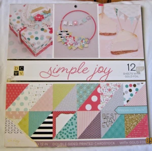 DCWV SIMPLE JOY Premium Stack Double Sided with Gold Foil 12x12 cardstock pad - Picture 1 of 2