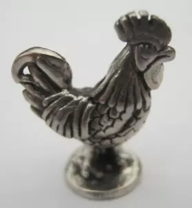 Sweet 925 Solid Silver Miniature Study Of A Rooster / Cockerel Farm Countryside - Picture 1 of 3