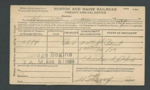 1929 Dover NH Boston & Maine Railroad Freight Notice - Picture 1 of 1