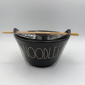 Rae Dunn Artisan Collection Noodles Bowl Chopsticks Set Magenta Black Ceramic - Picture 1 of 5