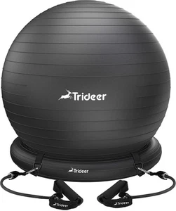 Ball Chair - Yoga Exercise Chair with Base & Bands for Home Gym Workout, Abs,... - Picture 1 of 9