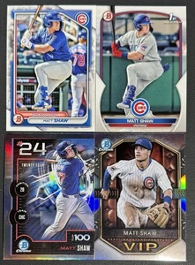 Bowman Matt Shaw RC Lote (4) 1 Base 1er y 3 Insertos RC Cubs - Imagen 1 de 1
