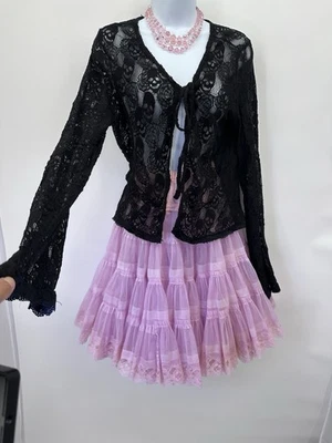 Cárdigan Hot Topic Calavera Encaje Corbata Frontal Gótico Punk Emo Hada Talla 0/Pequeño Foto 1 de 4