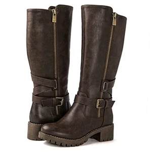 Women's Knee High Boots Tall Fashion Riding Boots For Women With Side Zipper - Picture 1 of 8