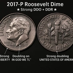 2017-P Roosevelt Dime Strong DDO + DDR  LIBERTY, DATE, UNITED STATES ERROR - Picture 1 of 16