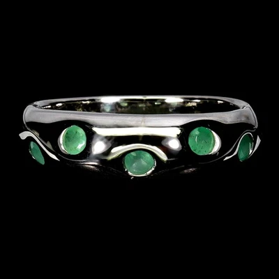 925 Sterling Silver Ring Round Emerald 2.5mm Natural Gemstone Jewelry Size 8 - Image 1 of 4