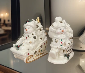 Holiday Home Accents Snow Kids Tealight Candle Holders Set w/Box - Picture 1 of 15