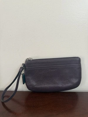 Muñequera Coach de cuero púrpura ciruela con etiqueta colgante original, bolsillo exterior Foto 1 de 4