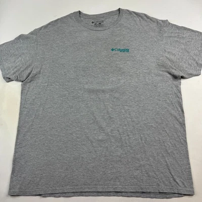 Camiseta Columbia PFG Masculina XXL Cinza 100% Algodão Logotipo PFG Gráfico de Peixes - Imagem 1 de 4
