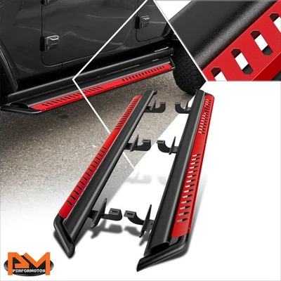 For 18-24 Jeep Wrangler JL Red Dropped Step Style Side Nerf Bar Running Board - Image 1 of 4