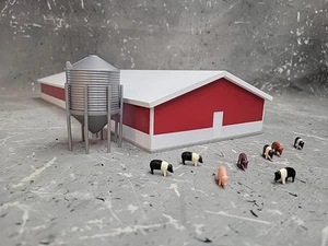 1/64 Custom scratch built 40x120 Hog building White & Red 1 With Floor - Picture 1 of 6