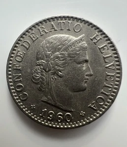 Münze Schweiz 1960 Sammelmünze 20 Confoederatio Helvetica Gedenkmünze Coin Geld - Bild 1 von 3