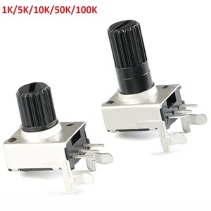 RV9031 Horizontal Round Shaft Plum Handle Potentiometer 1K/5K/10K/50K/100K Ohm - Picture 1 of 7